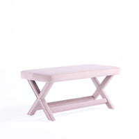 Manhattan Comfort - Abigail banc ottoman capitonné en velours style milieu du siècle 42,12" - rose-Ottoman moderne du milieu du siècle parfait pour le salon et la chambre à coucher
