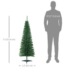 HOMCOM 5' Pencil Artificial Christmas Tree with Realistic Branches - Green-Safe and stable with a solid and reliable plastic base for support