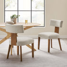 Modway Nalani Fabric Upholstered Dining Chairs - Heathered Weave Ivory/Deep Brown - 2 Pack-Dense Foam Padding