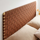 Modway Sparta Weave Wall-Mount Vegan Leather Queen Headboard - Natural Brown-Vegan Leather Basketweave
