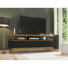 Manhattan Comfort Yonkers 70.86" Mid-Century Modern TV Stand - Black and Cinnamon-Recommended for up to a 65" TV