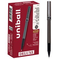 uni-ball Deluxe Rollerball Pens - 0.5mm - Black - 12 Pack-Rollerball Pens