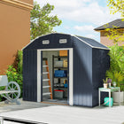 Outsunny 8' x 4' Galvanized Garden Shed with Adjustable Shelves & Foundation Kit-2 ventilation windows to keep inside dry and fresh

