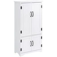 HOMCOM 48" H Kitchen Pantry Cabinet with Shelves - White-2 adjustable and removable shelves in an upper storage cabinet for more flexible storage 