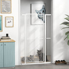 PawHut 59" Extra Tall Cat Gate, 30"-41" Pet Gate - White-Includes two densification rods for adjustable gap fitting