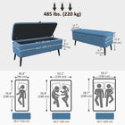 HOMCOM Linen Fabric Storage Ottoman Bench - Dark Blue-Thick sponge padding with linen surface bring a comfortable sitting experience