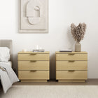 Manhattan Comfort - Lot de 2 tables de chevet modernes Payton 66 cm - Chêne naturel et or-Comprend 3 tiroirs avec extension de 0,75