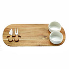 Splash 5-Piece Cheese Board with Bowls-Acacia wooden tray, ceramic bowls and stainless steel knife and fork with a wooden handle