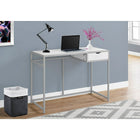 Monarch Specialties 7222 42" Computer Desk - White/Silver Metal-Slender metal frame in a silver finish provides stability and contrasts the white laminate panels
