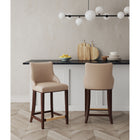 Manhattan Comfort - Shubert tabouret de comptoir moderne en similicuir 22,64" - tan - lot de 2-Cadre en bois de hêtre massif avec une finition foncée riche - dispose d’une plaque de pied en métal doré