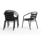 Flash Furniture Black Metal Restaurant Stack Chair with Aluminum Slats-Textured Seat ensures safe seating