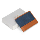 Champs Denim Leather Top Wing Wallet - Tan/Blue-7 Credit card slots