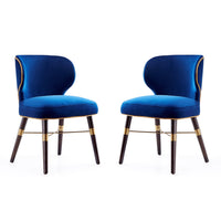 Manhattan Comfort - Lot de 2 chaises de salle à manger modernes Strine 21,65 po en velours bleu-Chaise de salle à manger élégante et moderne parfaite pour la salle à manger et le salon