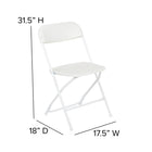 Flash Furniture – Chaise pliante série HERCULES de qualité supérieure en plastique d’une capacité de 800 lb, blanc, 10/paquet-Cadre en acier de calibre 18