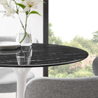 Modway Lippa 28" Round Faux Marble Dining Table - White Black-Seats 2
