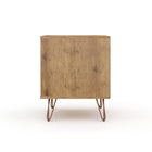 Manhattan Comfort Rockefeller 20.08" Mid-Century Modern 2-Drawer Nightstand - Nature/Textured Grey-17.62" L x 20.08" W x 21.65" H