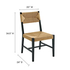 Modway Bodie Wood Dining Chair - Black/Natural-Woven Paper Rope Seat and Backrest