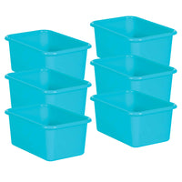 Teacher Created Resources - Petit bac de stockage en plastique Sarcelle, paquet de 6-Les petits livres, les blocs-notes, les jouets, les jeux et les fournitures peuvent être rangés pour aider votre chambre à rester sans encombrement.
