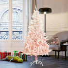 HOMCOM 6' Artificial Christmas Tree with Realistic Tips - Pink-Base is detachable and foldable for easy storage 