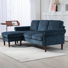 HOMCOM Changeable Sectional Sofa with Chaise Lounge and Wood Legs - Dark Blue-Chenille-feel fabric with a unique texture for a luxurious touch