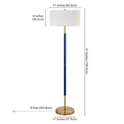 Hudson&Canal - Lampadaire Simone 2 lumières avec abat-jour en tissu - Bleu/laiton/blanc-Nettoyer avec un chiffon doux et sec, sans produits chimiques agressifs ni produits de nettoyage abrasifs