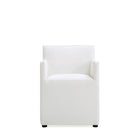 Manhattan Comfort Anna Square 22.83" Modern Faux Leather Upholstered Dining Armchair - Cream - Set of 2-Weight Capacity: 300 lb