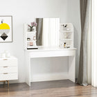 HOMCOM Vanity Desk with Mirror - 42.5" L x 15.75" W x 56" H - White-The lower drawer provides additional storage space 