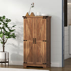 HOMCOM 47" H Kitchen Pantry Cabinet with Adjustable Shelves - Brown-Melamine faced particleboard ensures easy cleaning 