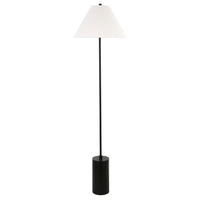Hudson&Canal - Lampadaire Somerset de 162 cm de haut avec abat-jour en tissu Empire - Bronze noirci/blanc-Design moderne et contemporain pour votre salon, bureau, chambre ou coin lecture