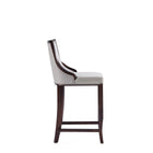 Manhattan Comfort Emperor 19" Traditional Faux Leather Upholstered Barstool - Light Grey-Includes Footrest Base