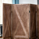 HOMCOM 4-Panel Freestanding Room Divider for Home Office - Natural-Material: Paulownia Wood
