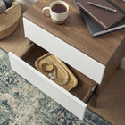 Modway Envision 2-Drawer Nightstand - Walnut White-White Laminate Drawer Fronts