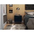Manhattan Comfort Rockefeller 20.08" Mid-Century Modern 2-Drawer Nightstand - Tatiana Midnight Blue-Choose Your Handle Design When the Product is at Your Home! Option for Cut-Out Edge Handle, or Flush Design Look