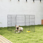 PawHut - Parc d’exercice pliable en métal pour chien, clôture extensible pour animaux - 8 panneaux-Comprend quatre piquets de sol pour une stabilité supplémentaire lors d'une utilisation en extérieur pendant le camping 