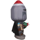 GEMMY Airblown Inflatable Christmas Mandalorian with Santa Hat & Present - 42"-Deflates for easy storage
