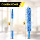 Gritt Commercial 22" Flexible Wand Duster - Microfiber and Chenille Sleeve - 20" Pole - 3 Pack-Easily traps and removes dirt and dust