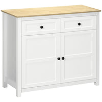HOMCOM 39.4" L Sideboard Buffet Cabinet - White-Large tabletop, two drawers, and a two-tier cabinet for plenty of storage