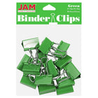 JAM Paper Colourful Binder Clips - Medium - 1 1/4" - Green - 15 Pack-Colour: Green | Made of tempered steel for an extra strong hold