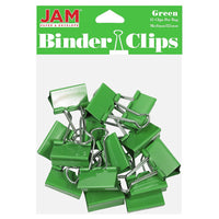 JAM Paper Colourful Binder Clips - Medium - 1 1/4" - Green - 15 Pack-Colour: Green | Made of tempered steel for an extra strong hold