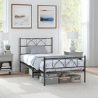 HOMCOM Twin Size Metal Platform Bed Frame with Headboard - Black-Equipped with tall headboard and footboard for beauty and back support