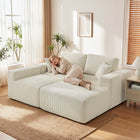 HOMCOM - Canapé sectionnel modulaire en forme de L avec assise profonde - blanc crème-Les larges accoudoirs servent également de plateaux pour plus de praticité   