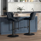 HOMCOM - Tabourets de bar en tissu à hauteur de comptoir réglable - noir - paquet de 2-Indispensable pour les bars à domicile, les cuisines et les espaces de restauration en hauteur 
