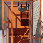 PawHut 76" Outdoor Catio Cat Enclosure - Orange-Waterproof asphalt roof and weather-resistant fir wood with protective coating 