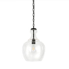 Hudson&Canal - Suspension Verona de 28 cm de large avec abat-jour en verre, - Bronze noirci/transparent-Conçu pour une ampoule à incandescence de 60 W - ampoule LED de 9 W, ampoule fluorescente (CFL) de 13 W ou ampoule LED à ballast automatique de 9 W, ampoule à culot E26, ampoule non incluse