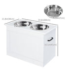 PawHut Elevated Large Dog Bowls with Storage - White-With the storage function, you can put some pet supplies in it 