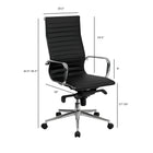 Nicer Interior Ribbed Group Style High Back Desk Chair - Black-Adjustable seat height from 16" to 19" accommodates various users.  