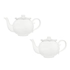 Casa Domani Florence Teapot - 1L - White - 2 Pack-Made of Porcelain featuring a delicate embossed pattern on scalloped profile.