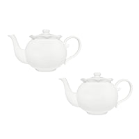 Casa Domani Florence Teapot - 1L - White - 2 Pack-Made of Porcelain featuring a delicate embossed pattern on scalloped profile.