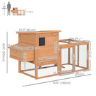PawHut 75" Wooden Hen House with Openable Top - Orange-Heavy-duty galvanized wire help keep chickens in and predator out 