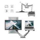 ShoppingAll - Support pour écran et ordinateur portable 2 en 1 avec 2 bras pivotants - Argent-8
